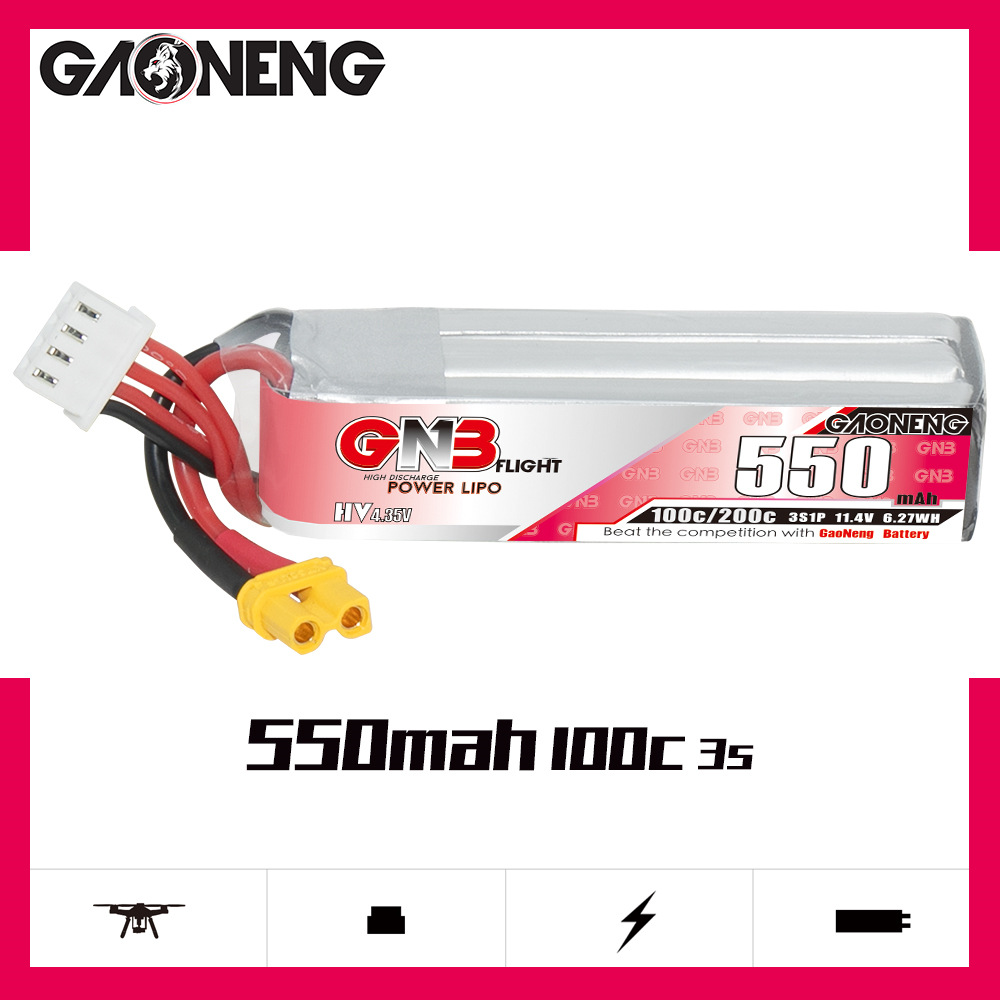 GNB HV 11.4V 550mAh 100C/200C  - đánh giá và giá Drone Battery Plate