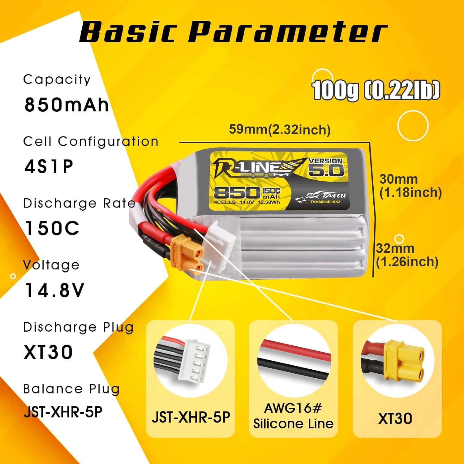 Tattu R-Line 5.0 850mAh 4S 150 - đánh giá và giá Drone Battery 4S